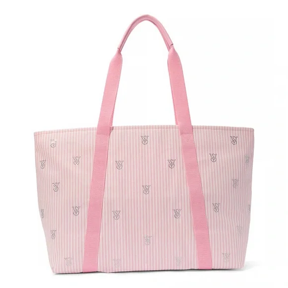 Victoria’s Secret Pink Stripe Bling Tote - NEW - Picture 1 of 1